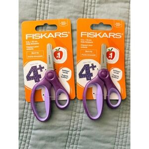 Fiskars Kids Scissors 5" Purple 2-Pack NWT Blunt-Tip SoftGrip Ages 4+ School Art